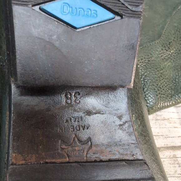 Arnold Churgin Dark Green Leather Slip On Star Embellishment Boots Women Size 37 - Picture 7 of 7